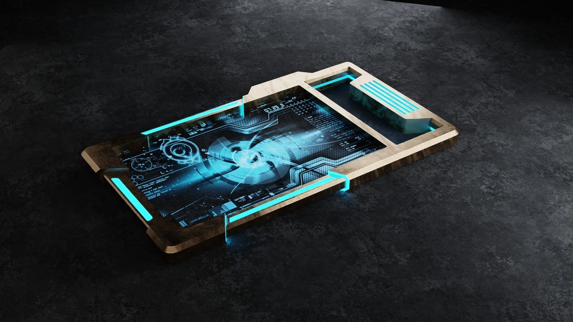 sci-fi tablet Low-poly 3D model_4