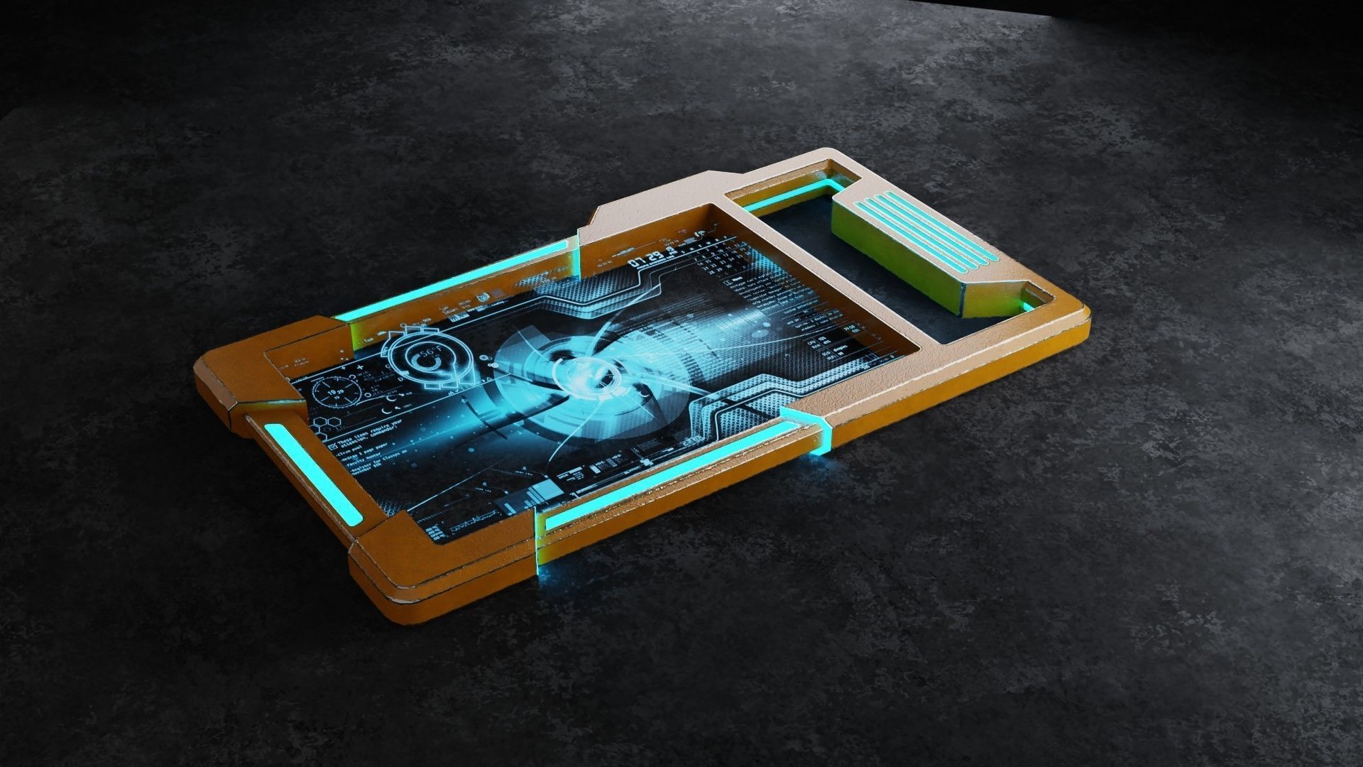 sci-fi tablet Low-poly 3D model_8