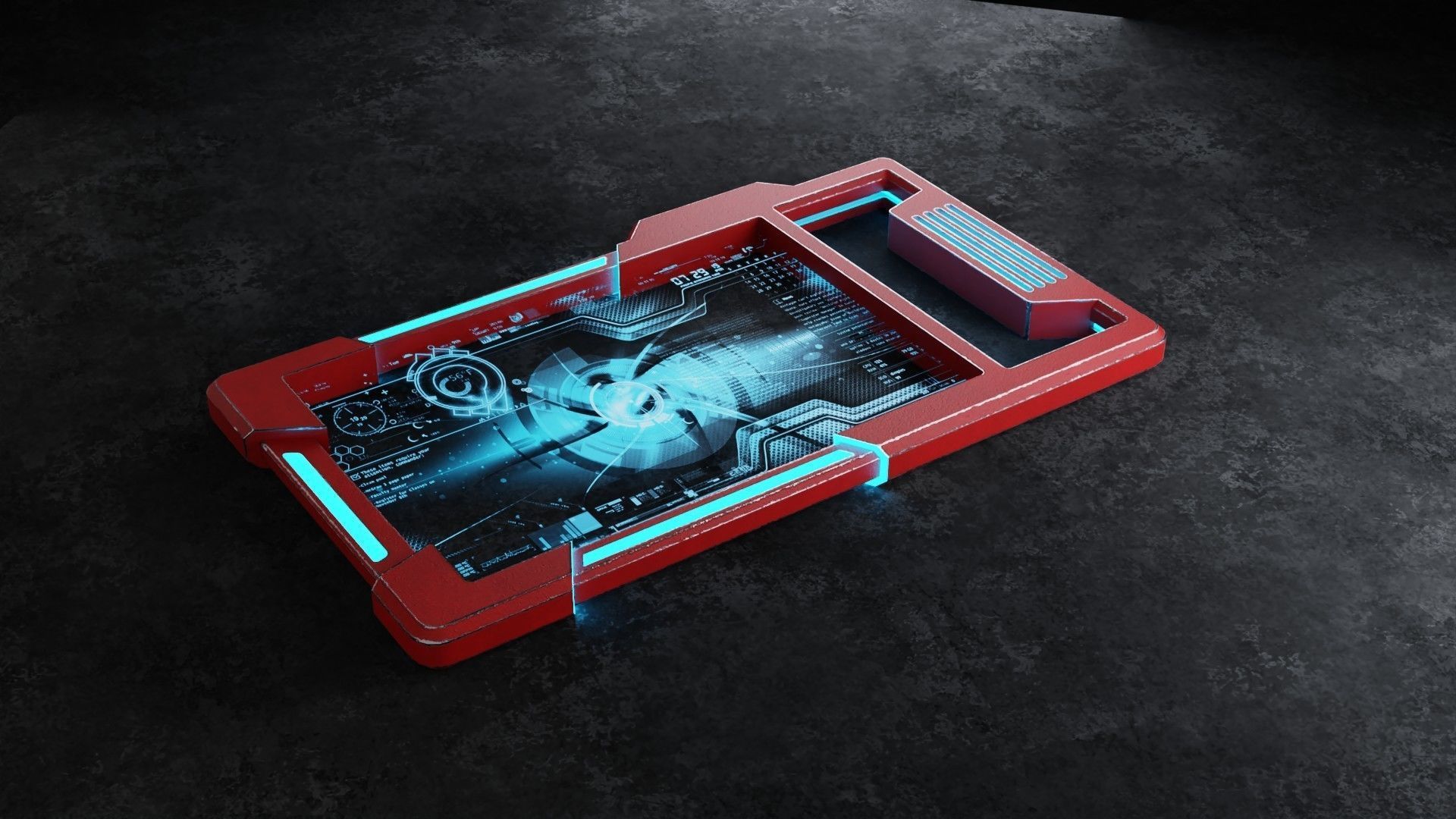 sci-fi tablet Low-poly 3D model_7