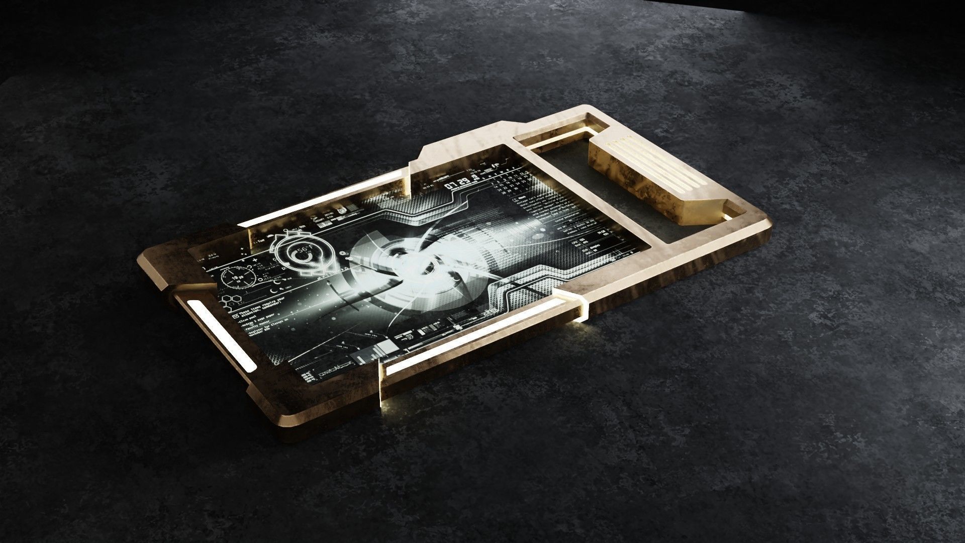 sci-fi tablet Low-poly 3D model_3