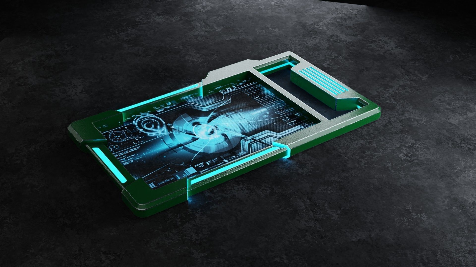 sci-fi tablet Low-poly 3D model_1