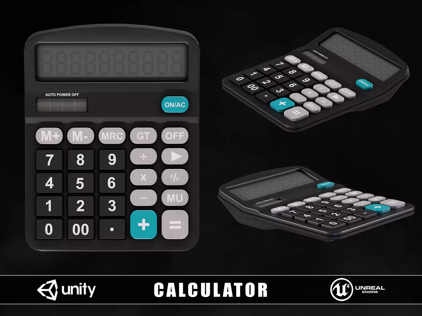 Desk Calculator Low-poly 3D model_0