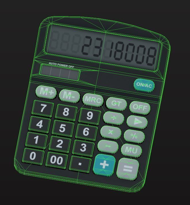 Desk Calculator Low-poly 3D model_7