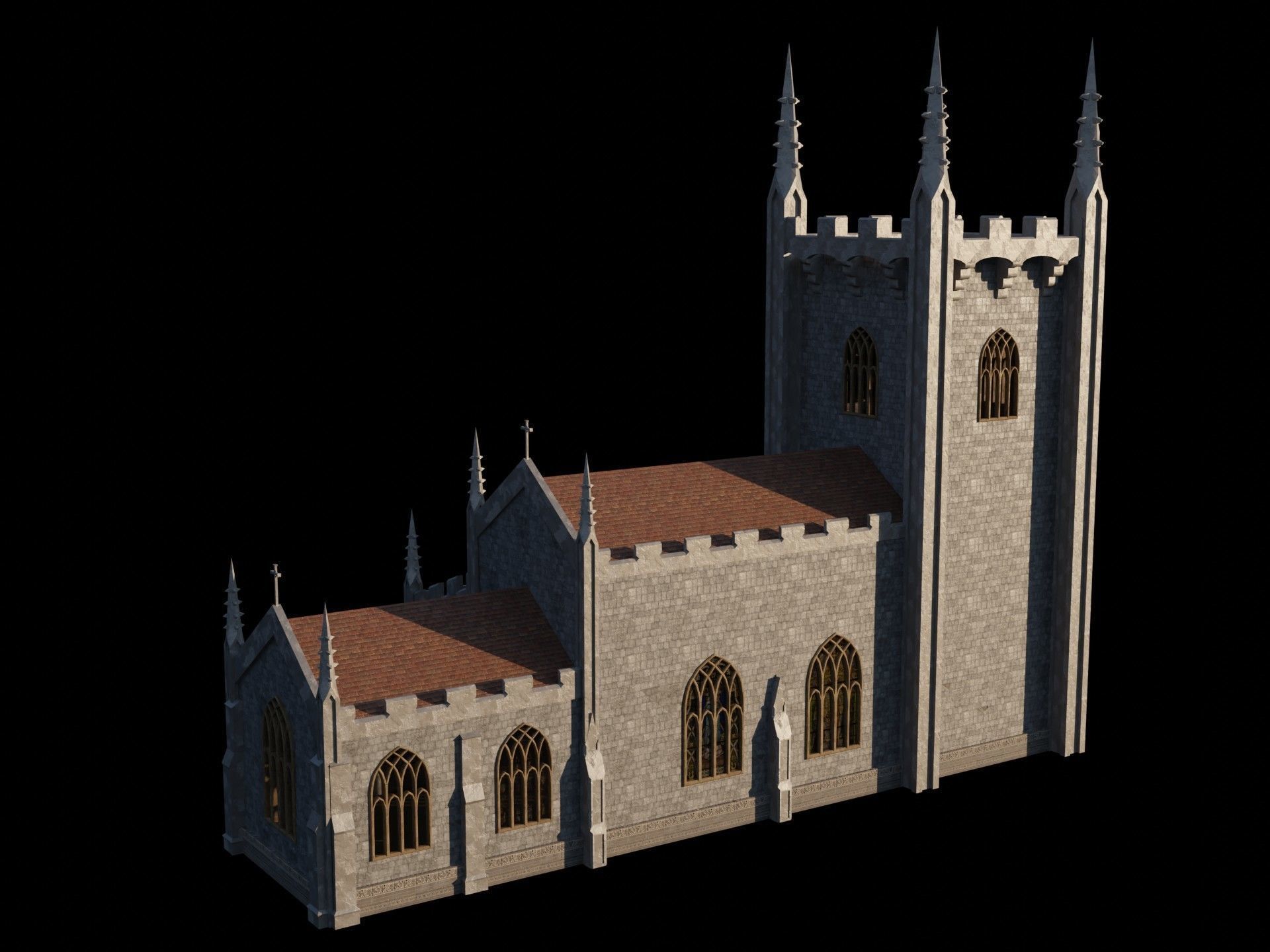 Gothic Church Low-poly 3D model_20