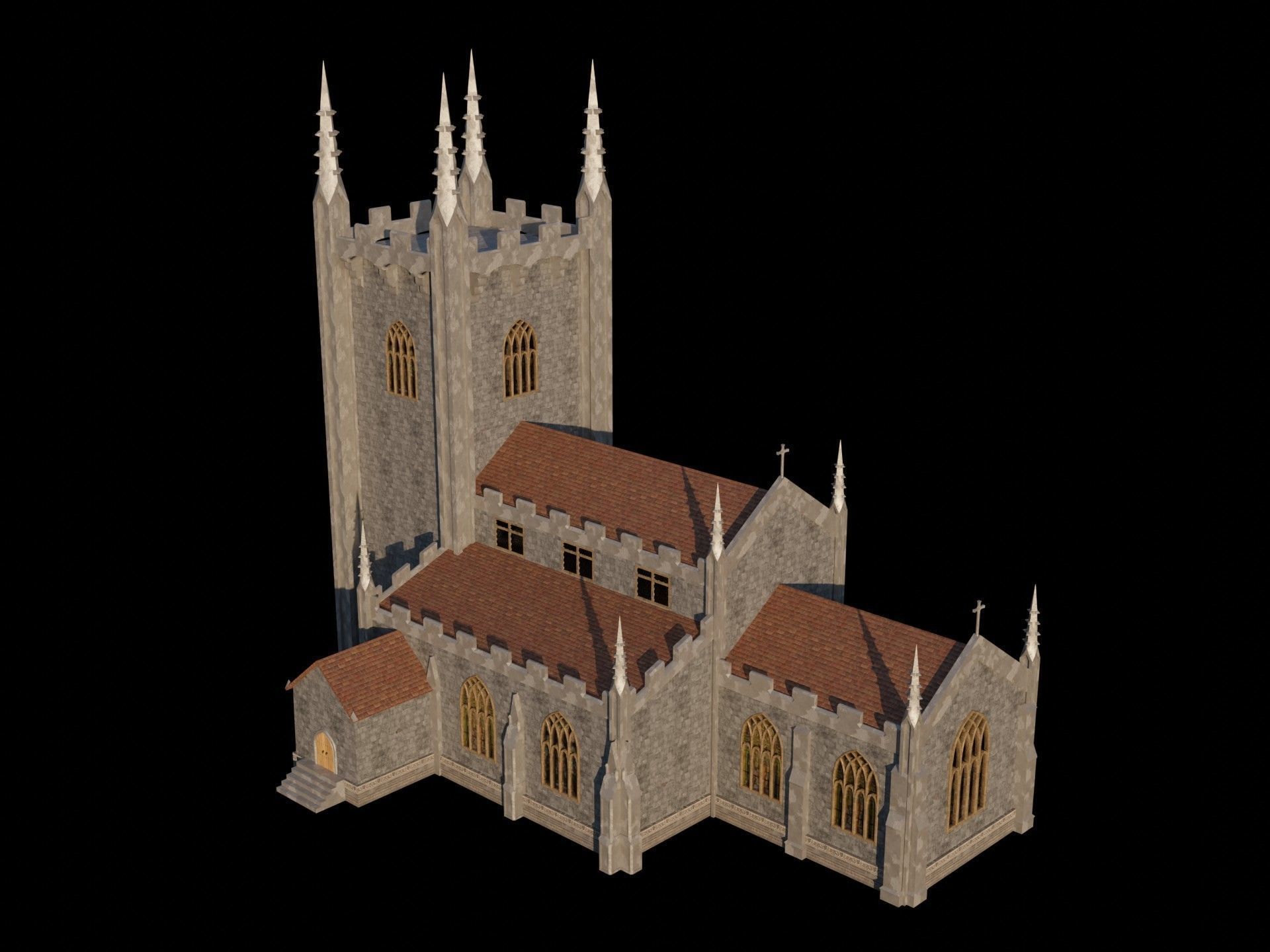 Gothic Church Low-poly 3D model_17