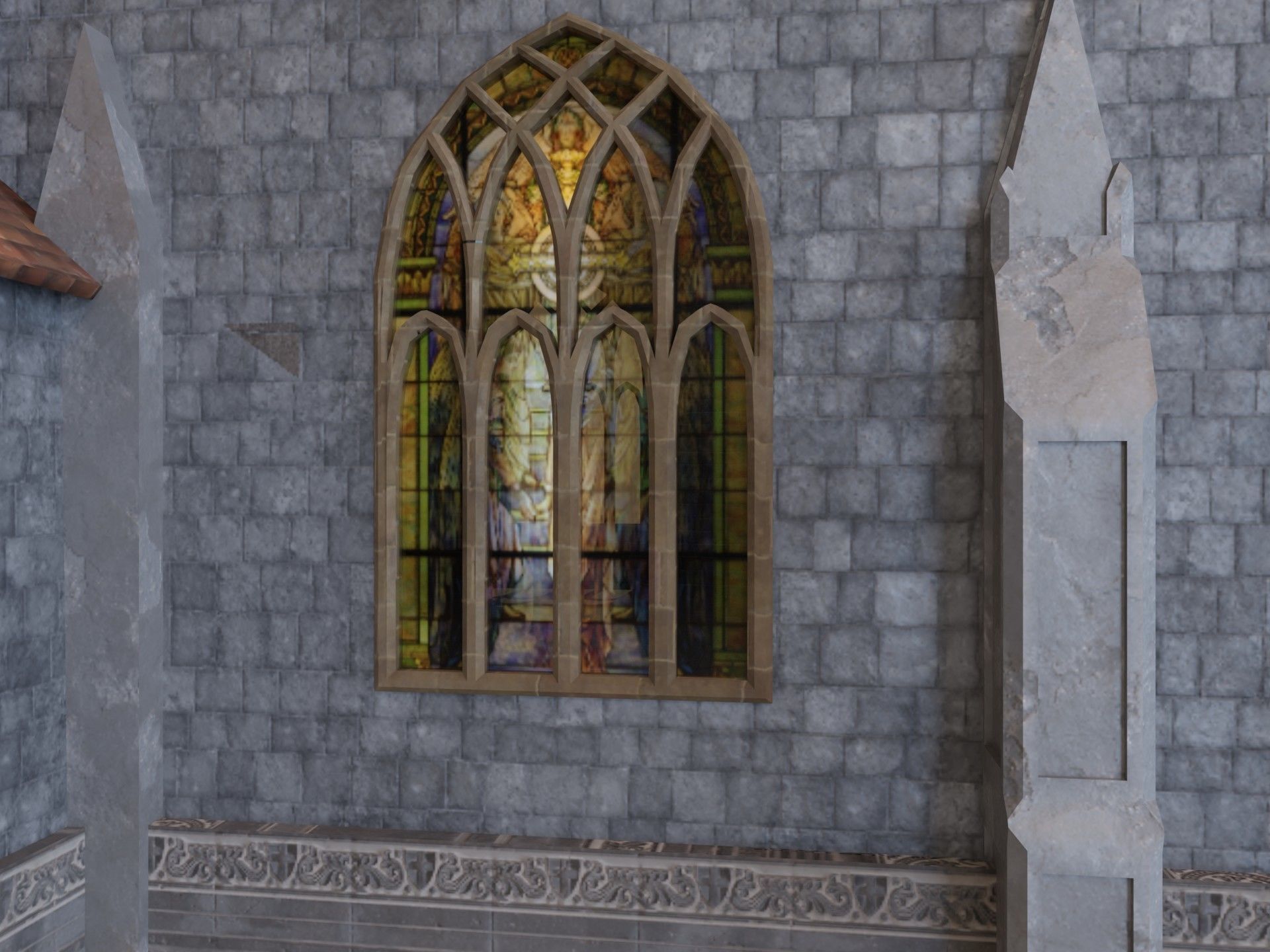 Gothic Church Low-poly 3D model_7