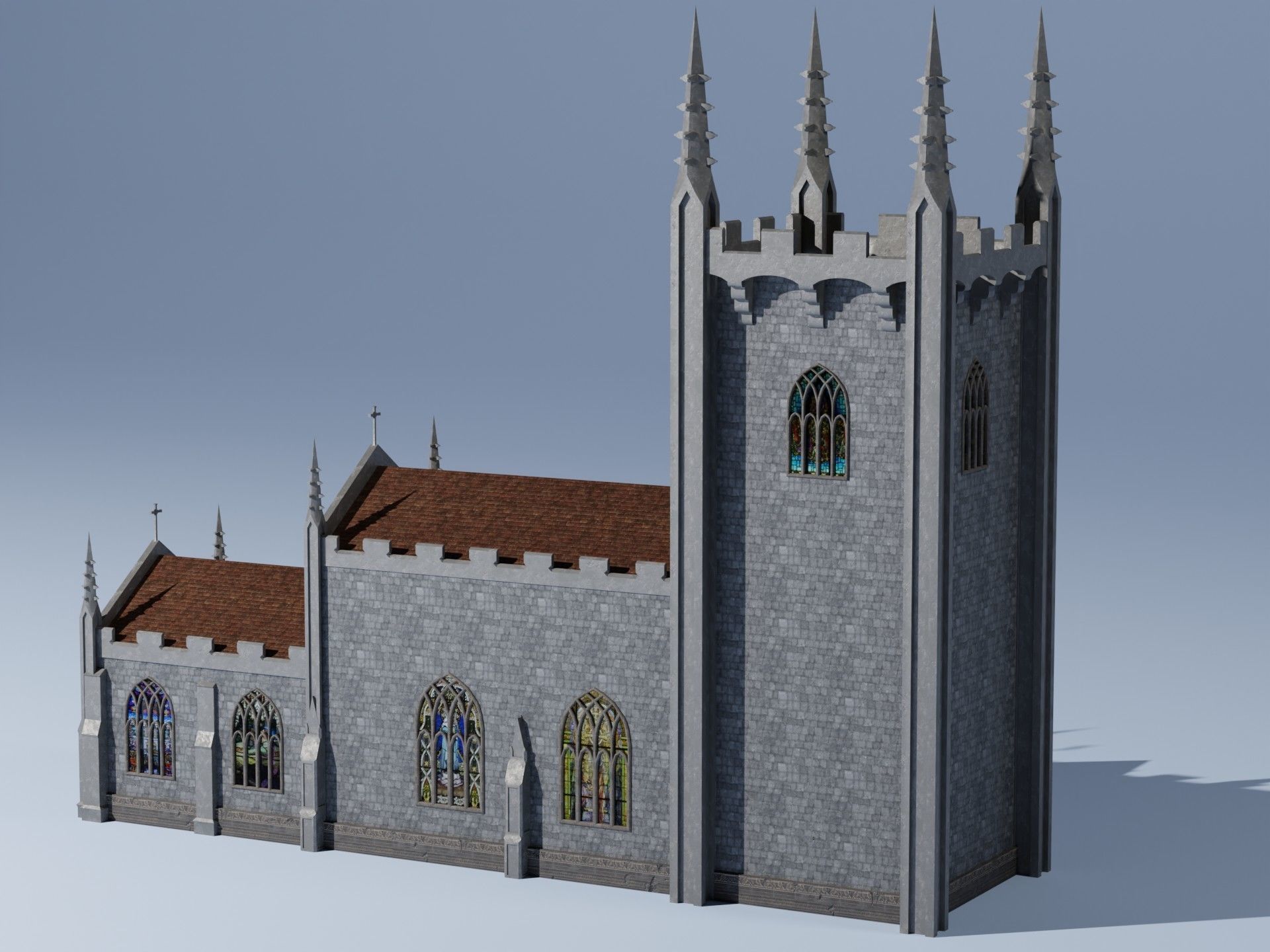 Gothic Church Low-poly 3D model_1