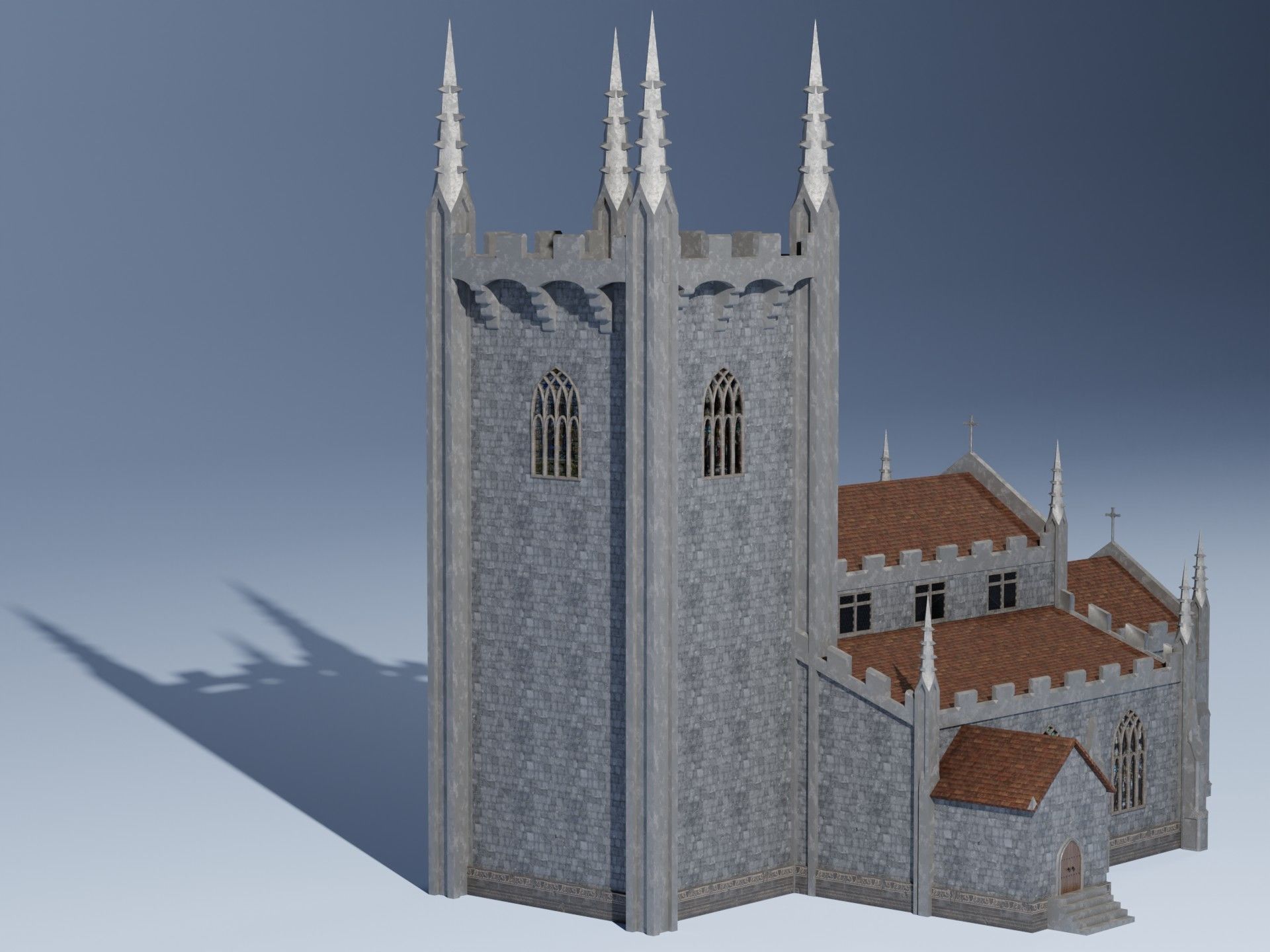 Gothic Church Low-poly 3D model_5