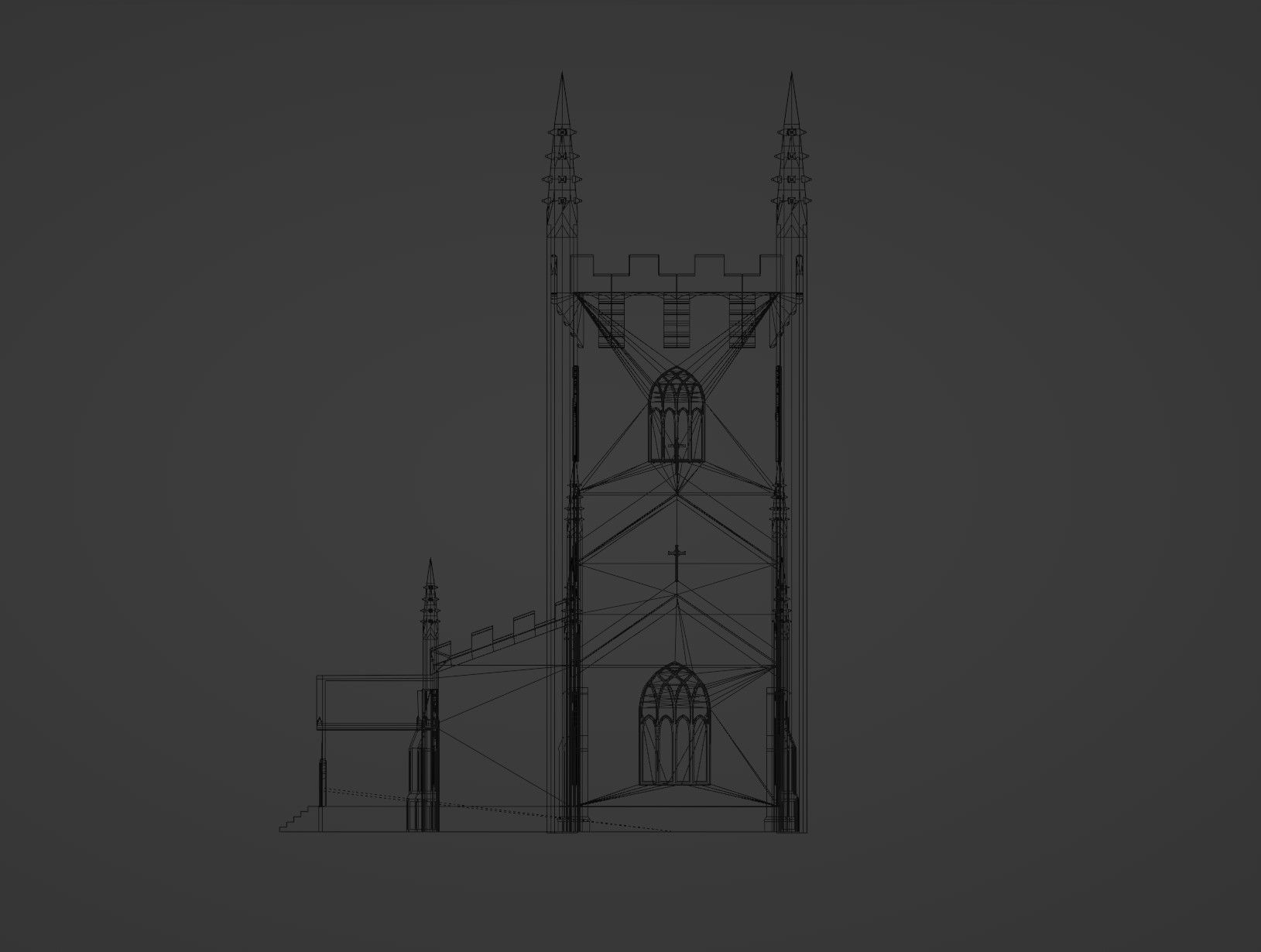 Gothic Church Low-poly 3D model_30