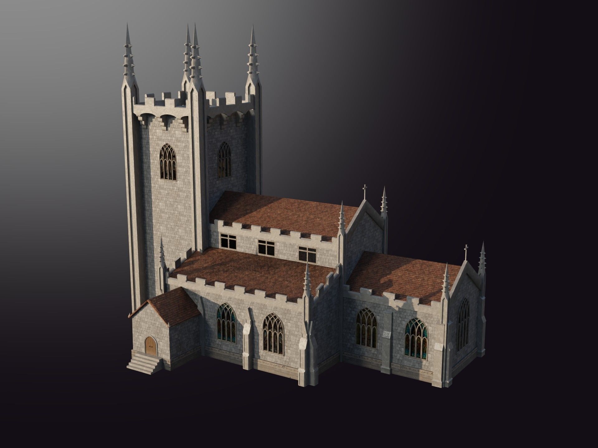 Gothic Church Low-poly 3D model_19