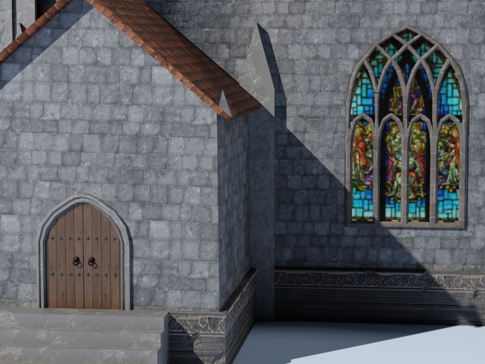 Gothic Church Low-poly 3D model_2