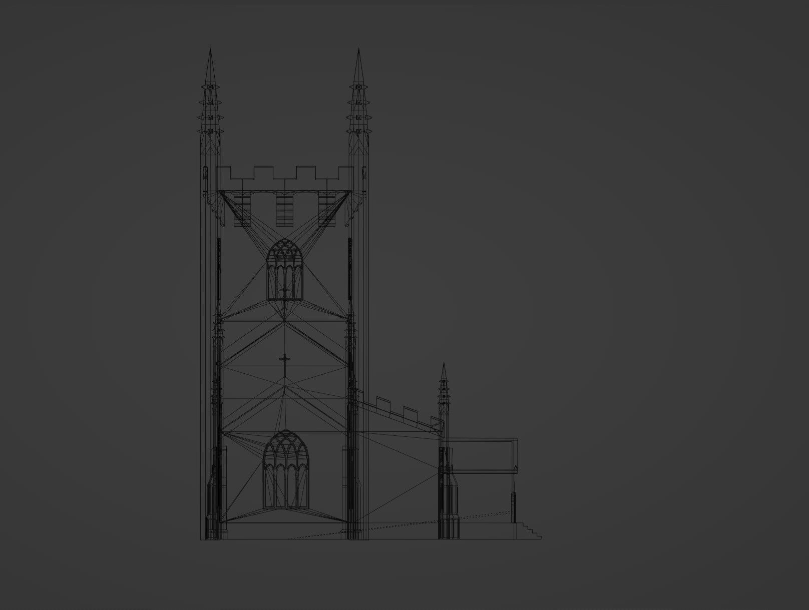Gothic Church Low-poly 3D model_25