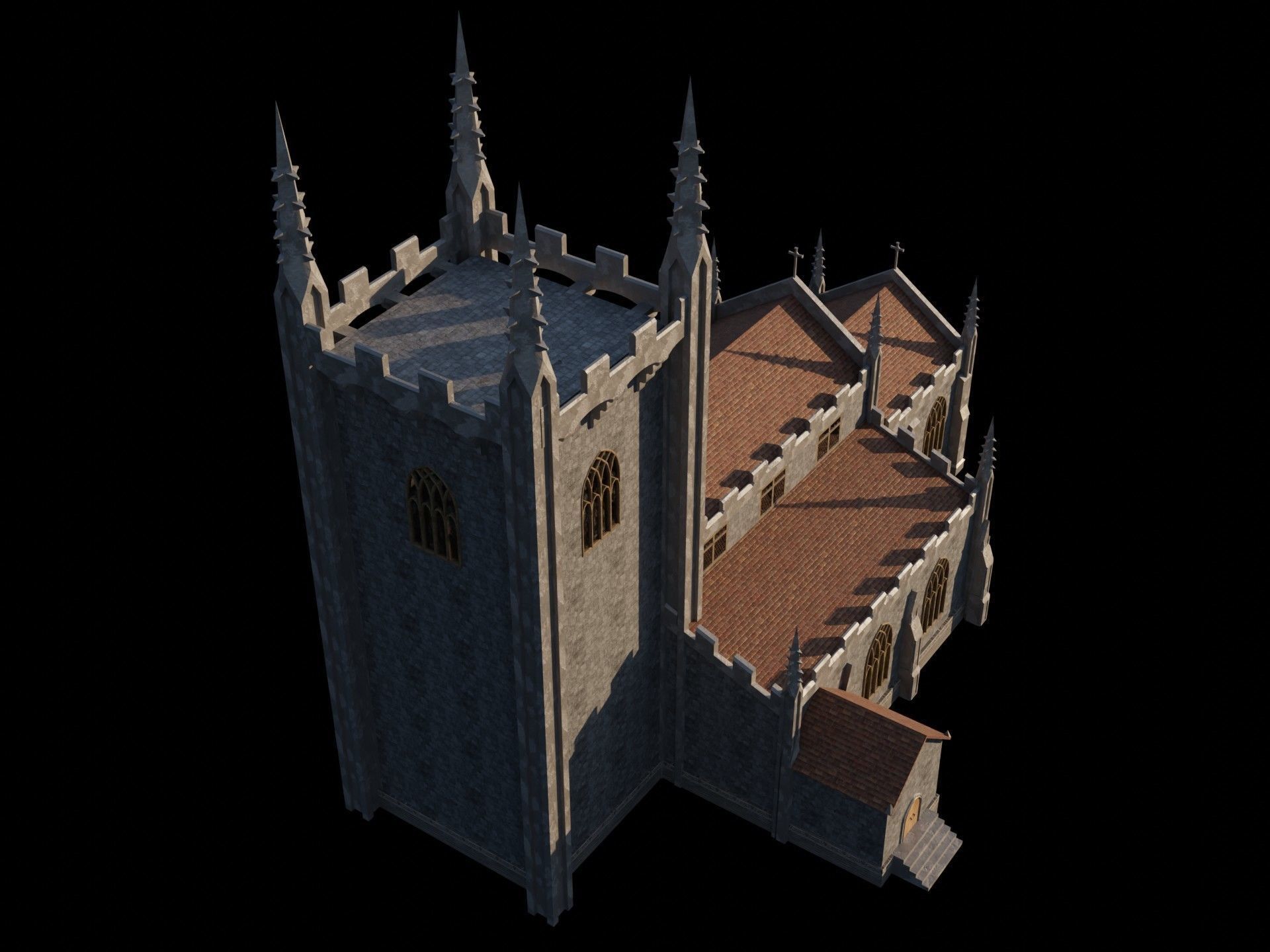 Gothic Church Low-poly 3D model_21
