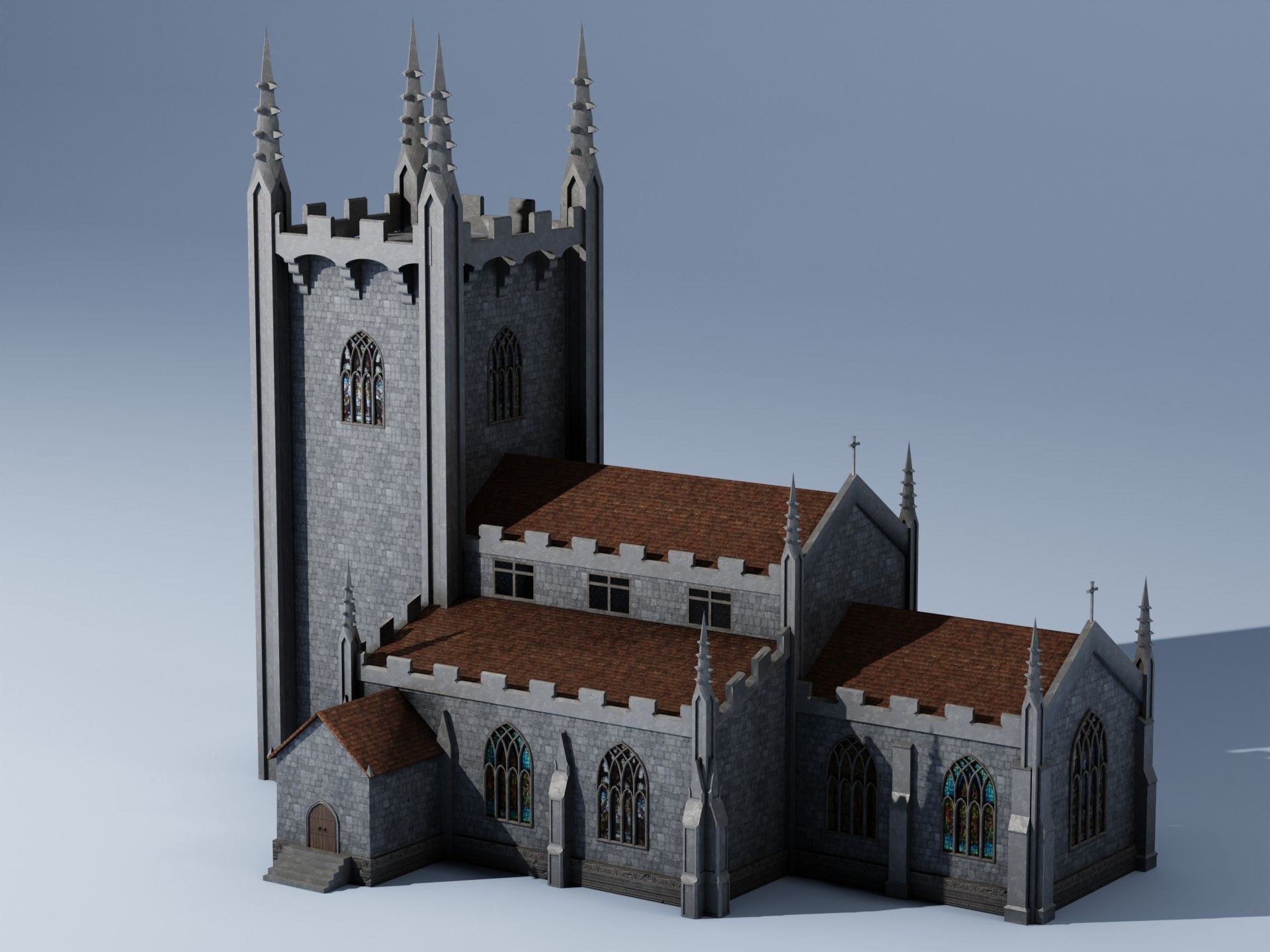 Gothic Church Low-poly 3D model_6