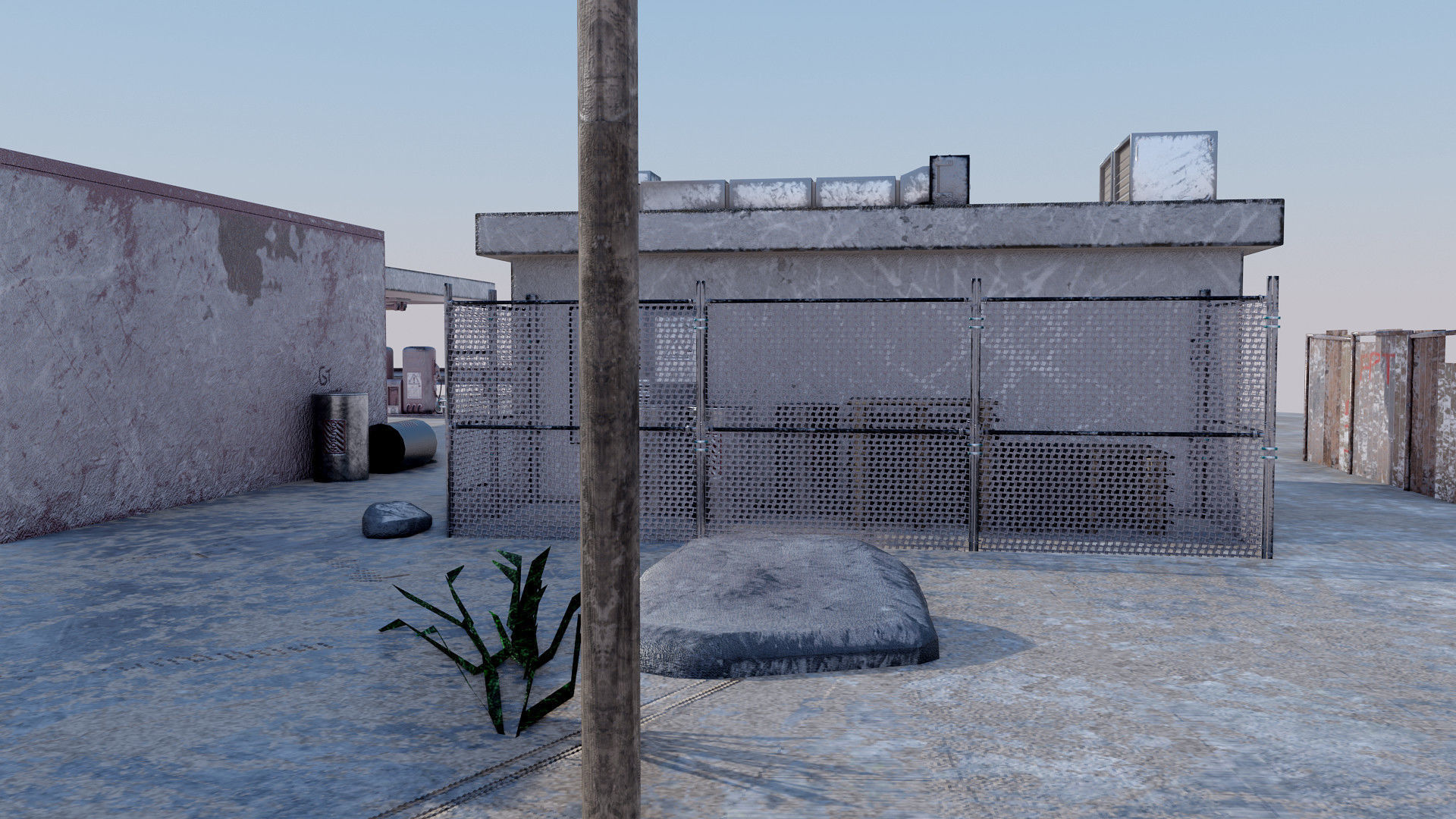 Abandoned Petrol Station Low-poly 3D model_8