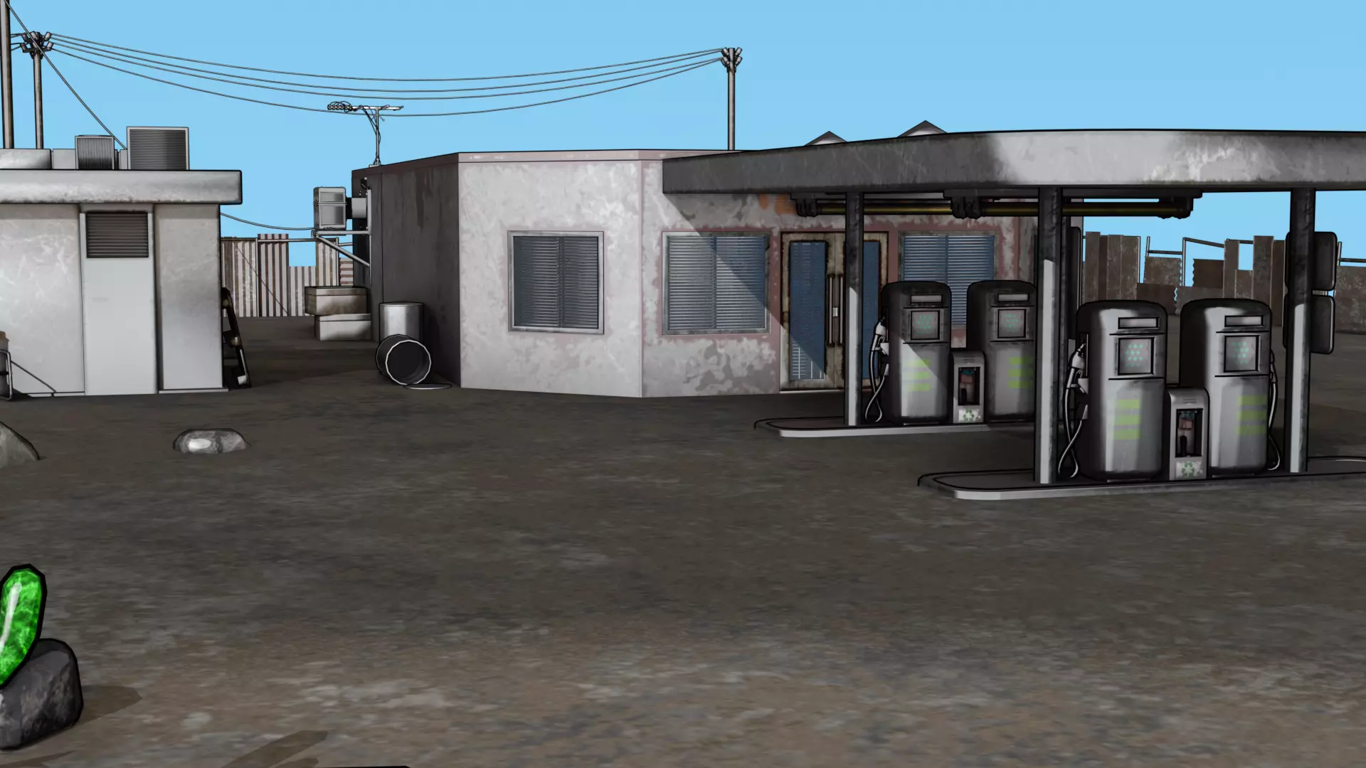Abandoned Petrol Station Low-poly 3D model_22