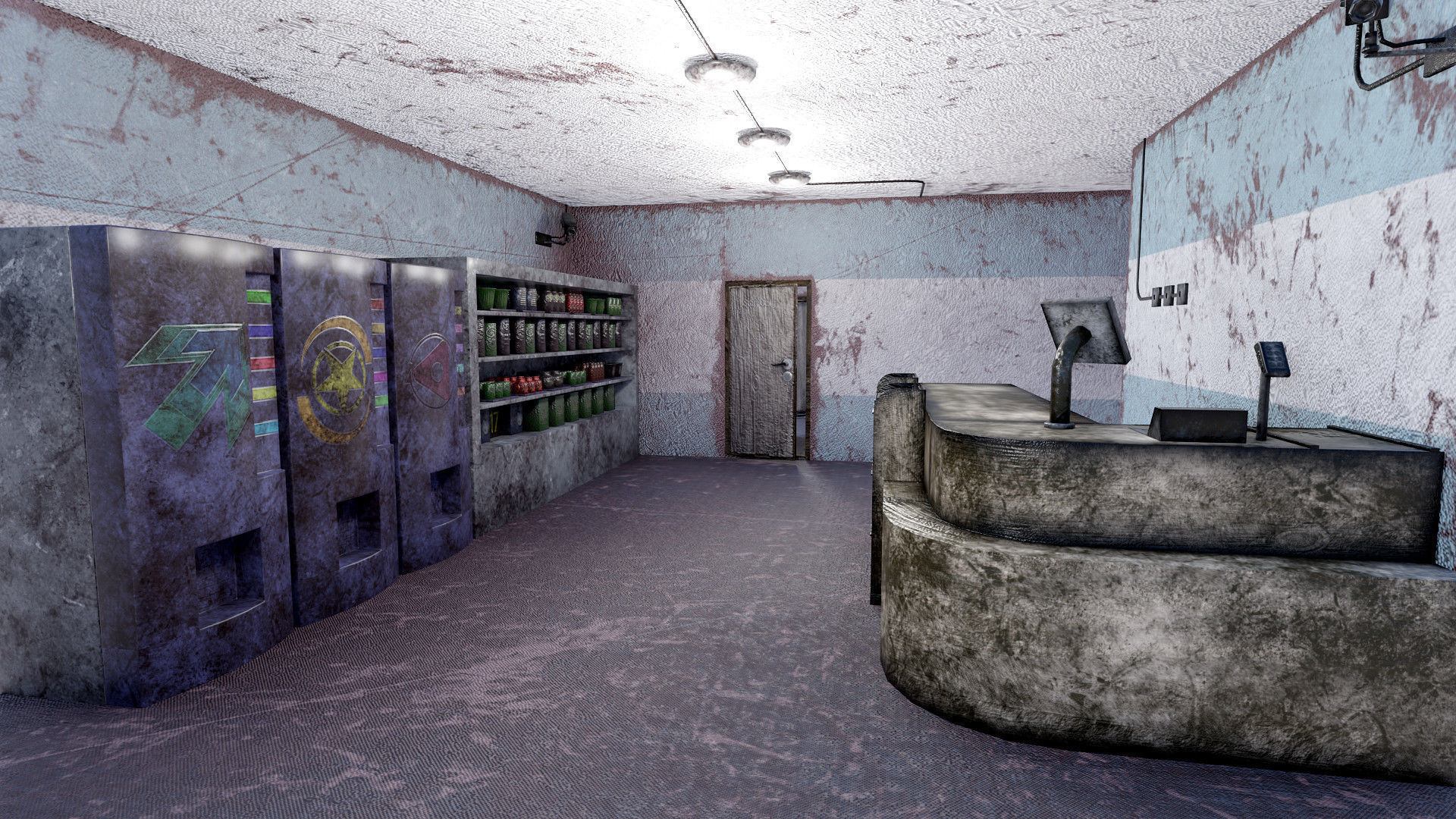 Abandoned Petrol Station Low-poly 3D model_13