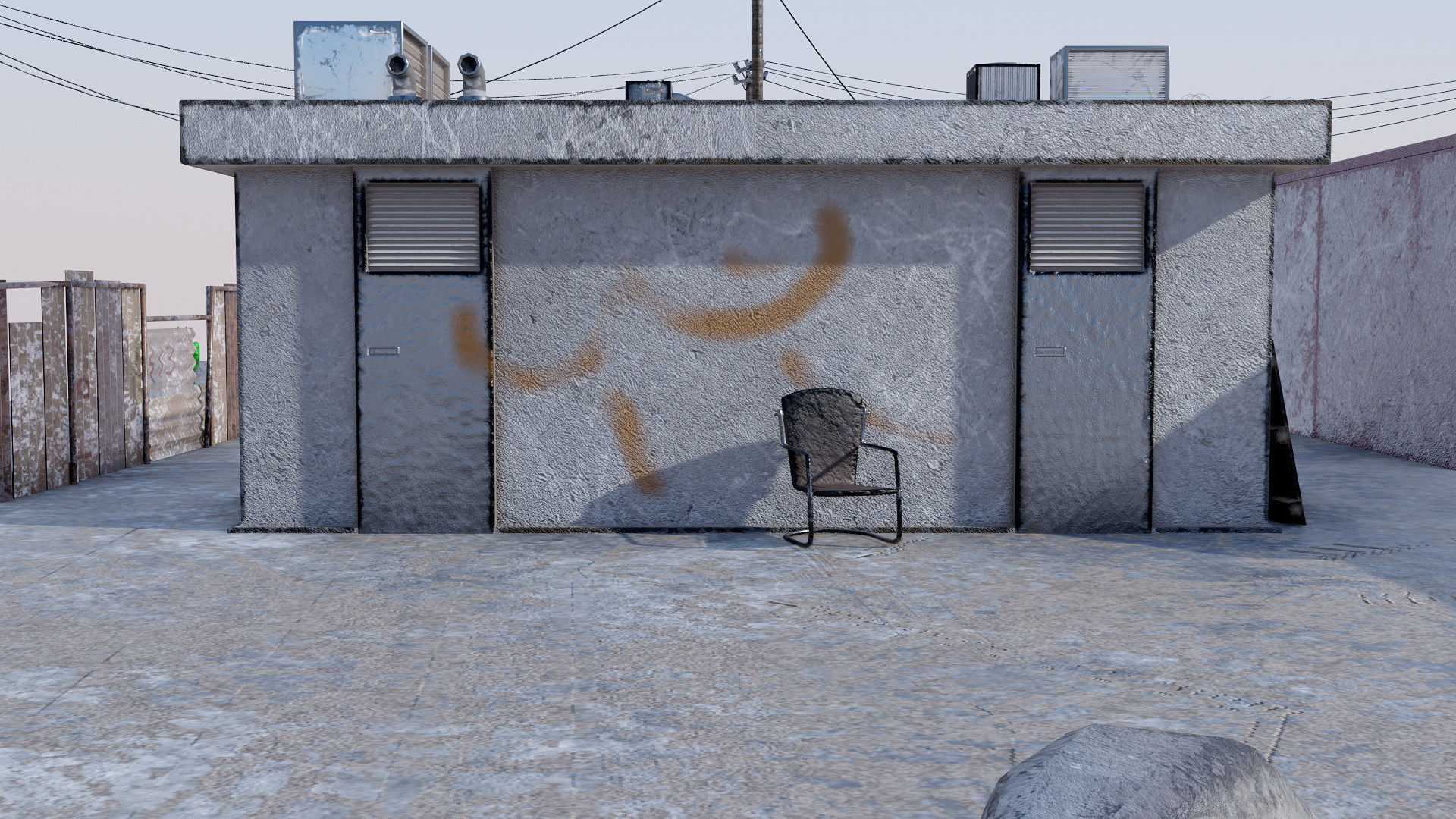 Abandoned Petrol Station Low-poly 3D model_11