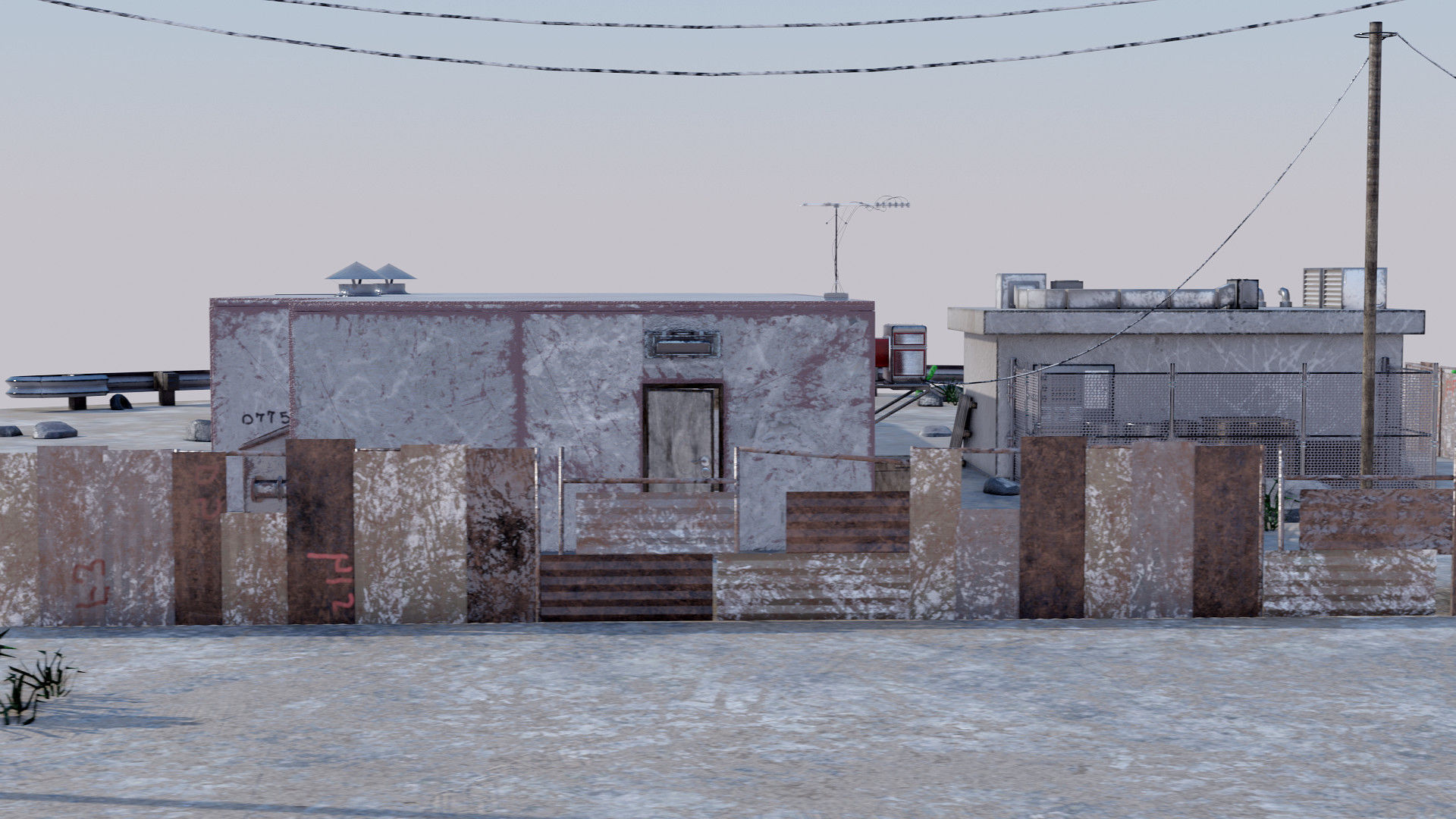 Abandoned Petrol Station Low-poly 3D model_4