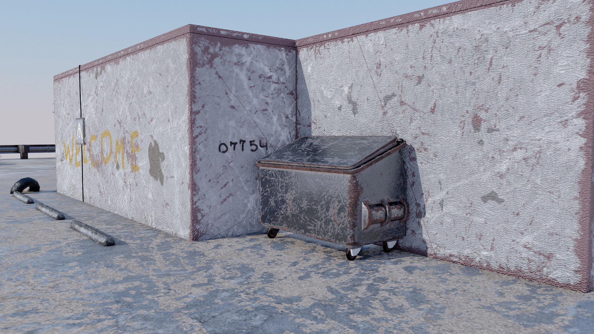 Abandoned Petrol Station Low-poly 3D model_9