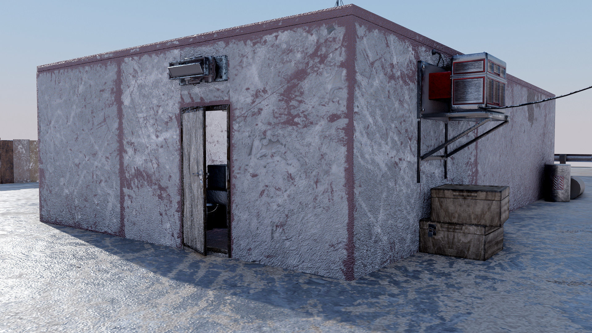 Abandoned Petrol Station Low-poly 3D model_7
