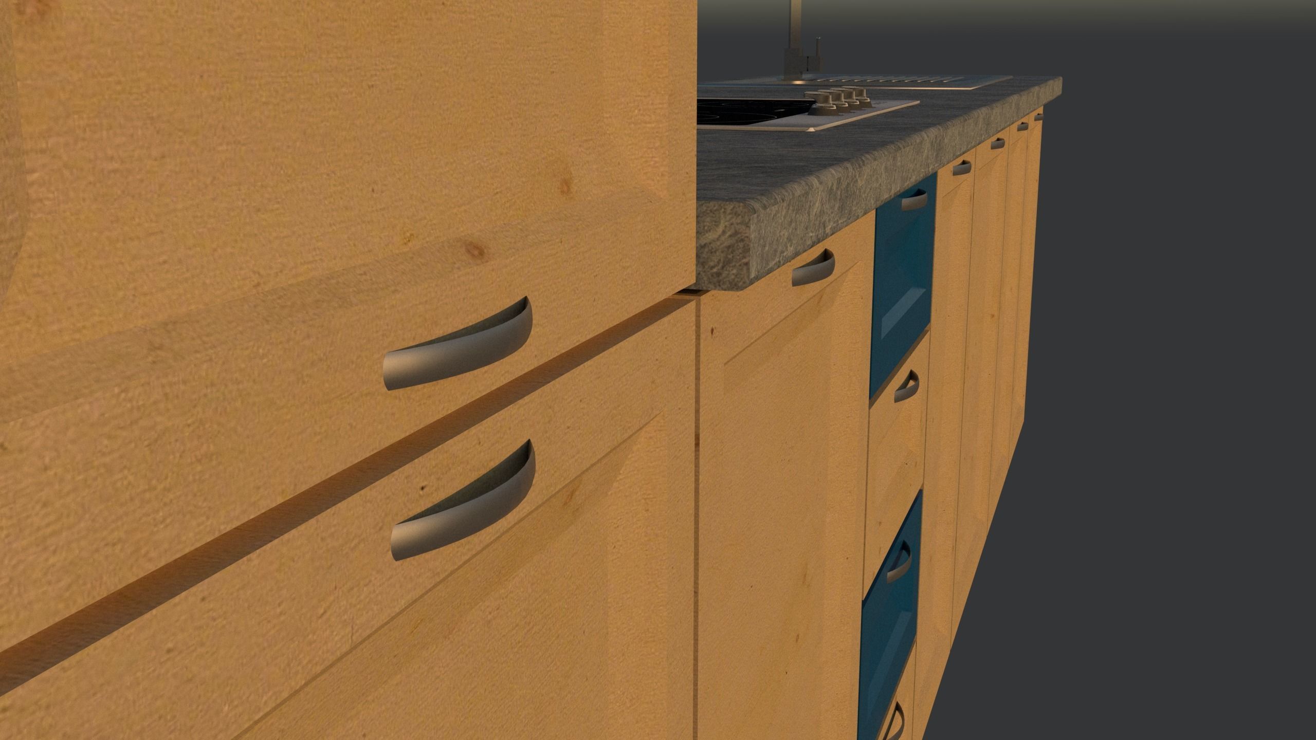 Kitchen counter with sink and oven Free 3D model_3