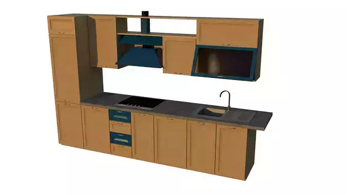 Kitchen counter with sink and oven