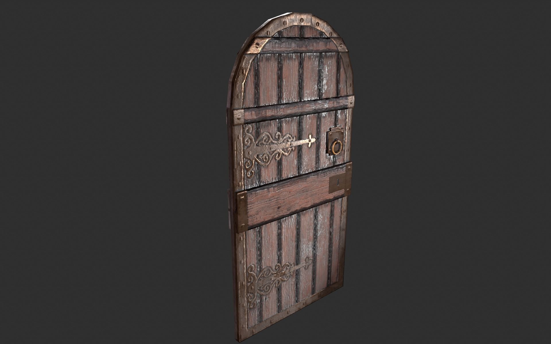 Medieval Castle Door 2 - Dungeon Door - PBR 4k Low Poly Low-poly 3D model_4