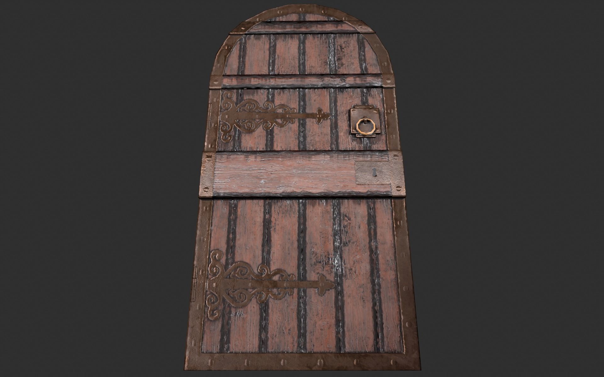 Medieval Castle Door 2 - Dungeon Door - PBR 4k Low Poly Low-poly 3D model_1