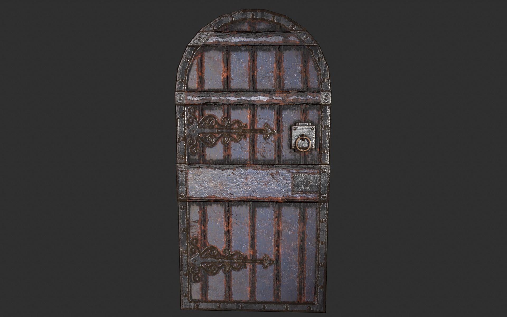 Medieval Castle Door 3 - Dungeon Door - PBR 4k Low Poly Low-poly 3D model_1