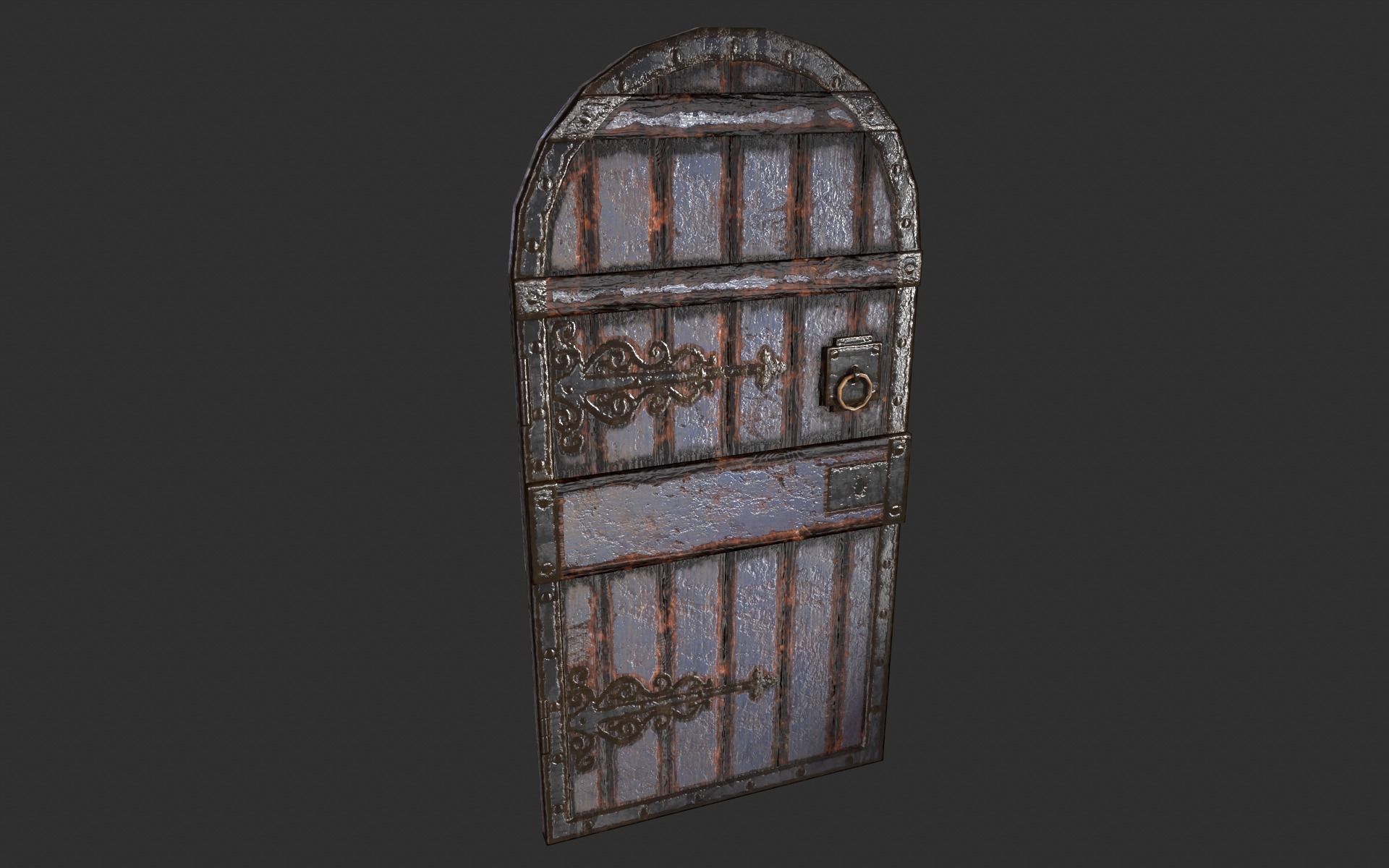 Medieval Castle Door 3 - Dungeon Door - PBR 4k Low Poly Low-poly 3D model_5