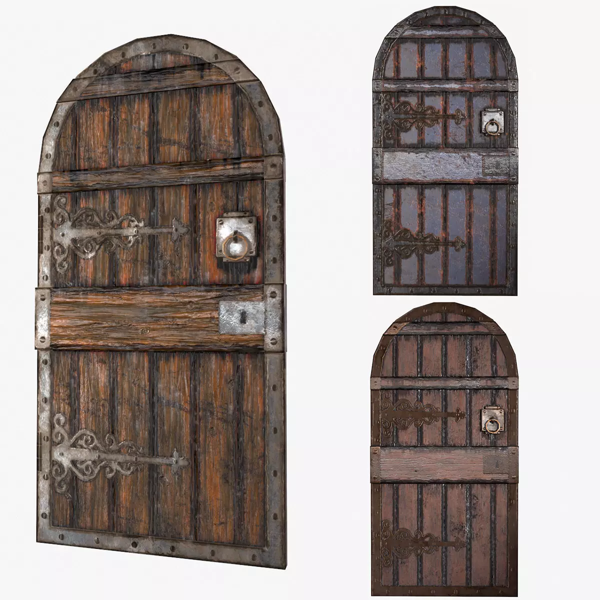 Medieval Castle Door PACK - Dungeon Door - PBR 4k Low Poly Low-poly 3D model_0