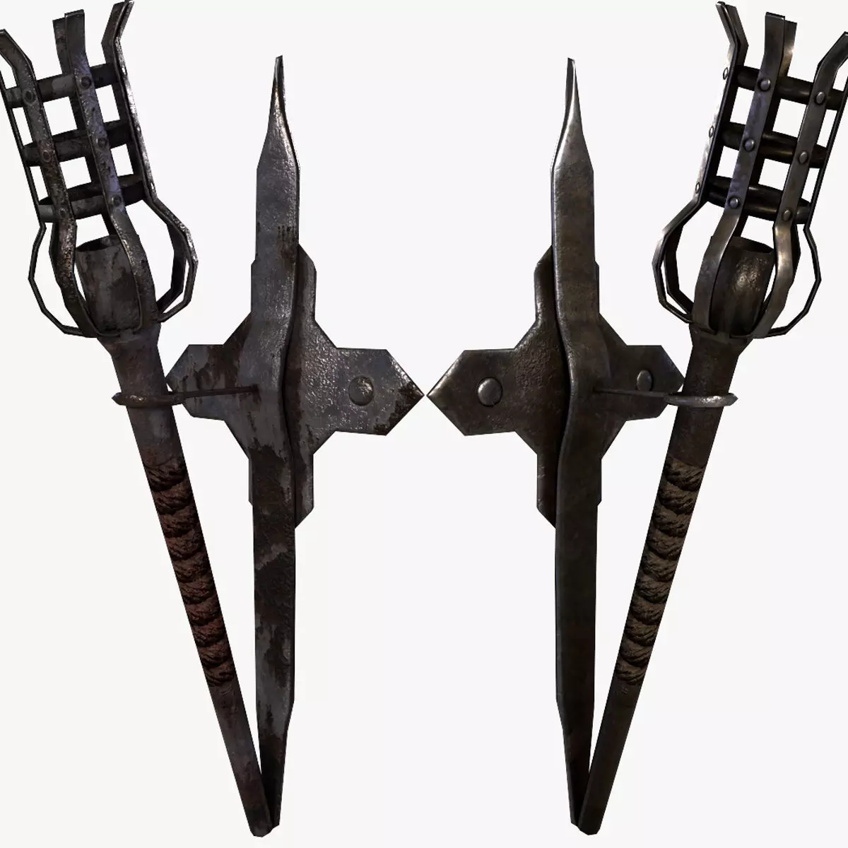 Wall Torch PACK Medieval Castle Dungeon Torch - PBR 4k Low Poly Low-poly 3D model