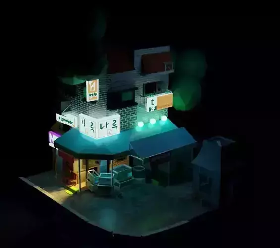 Location restaurant with neon lights