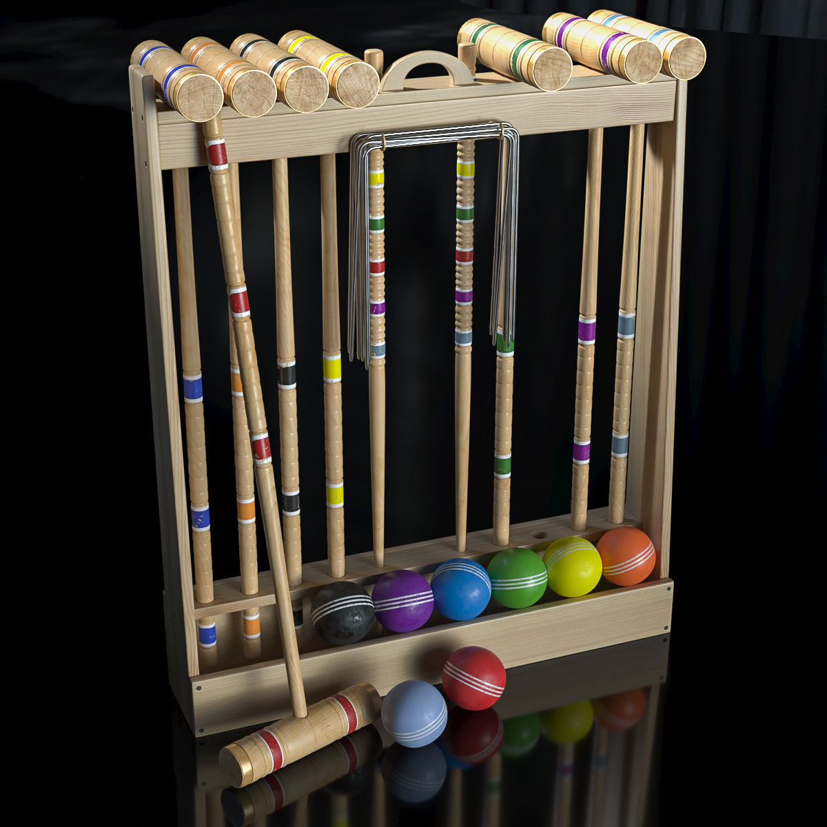 Croquet set 3D model_2