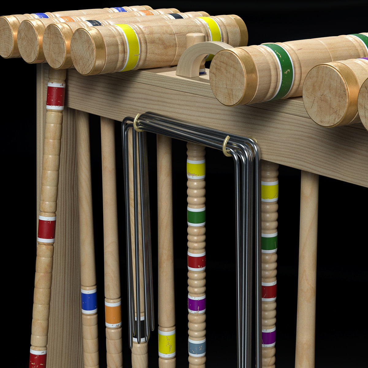 Croquet set 3D model_4