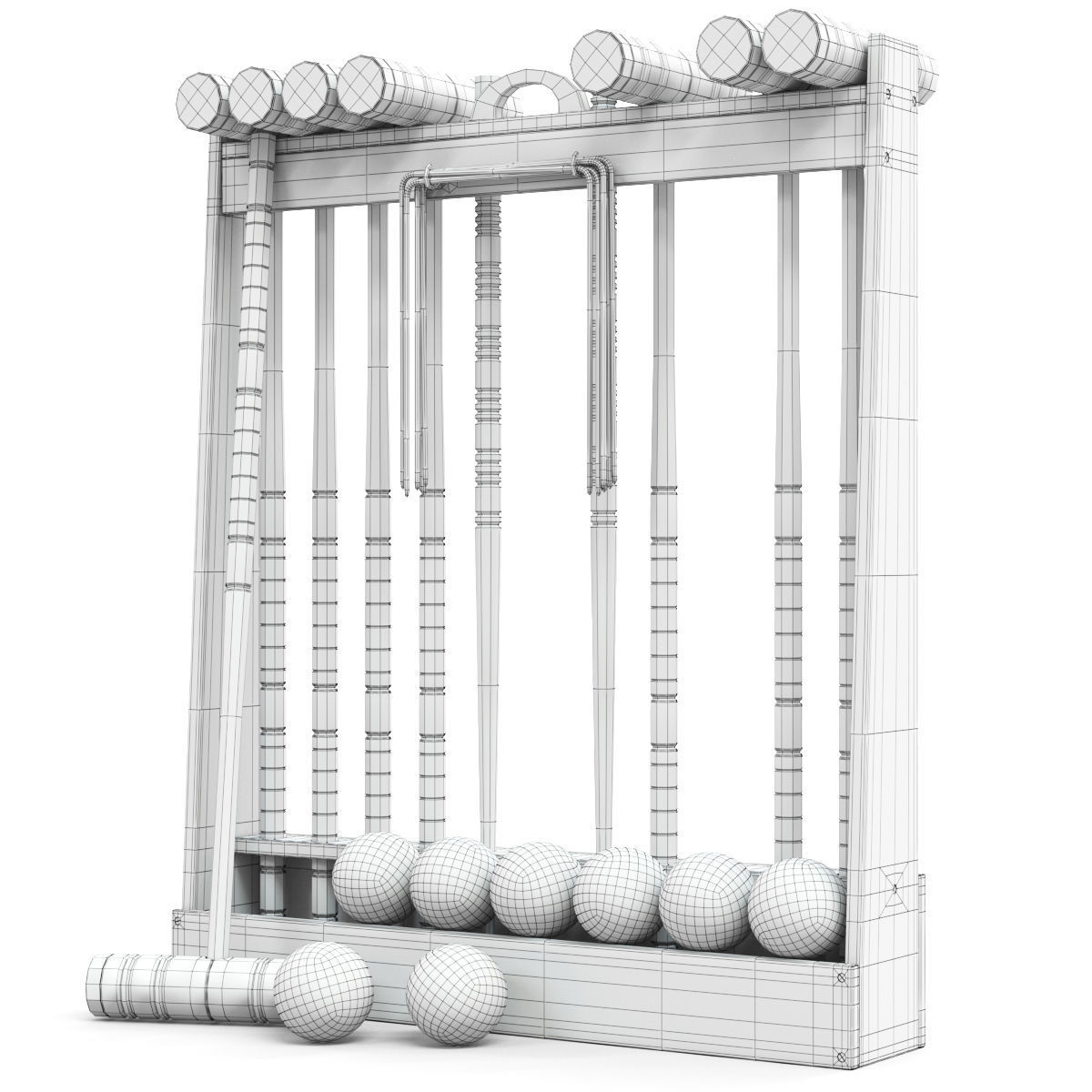 Croquet set 3D model_7