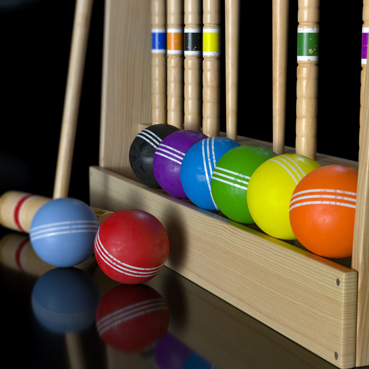 Croquet set 3D model_3