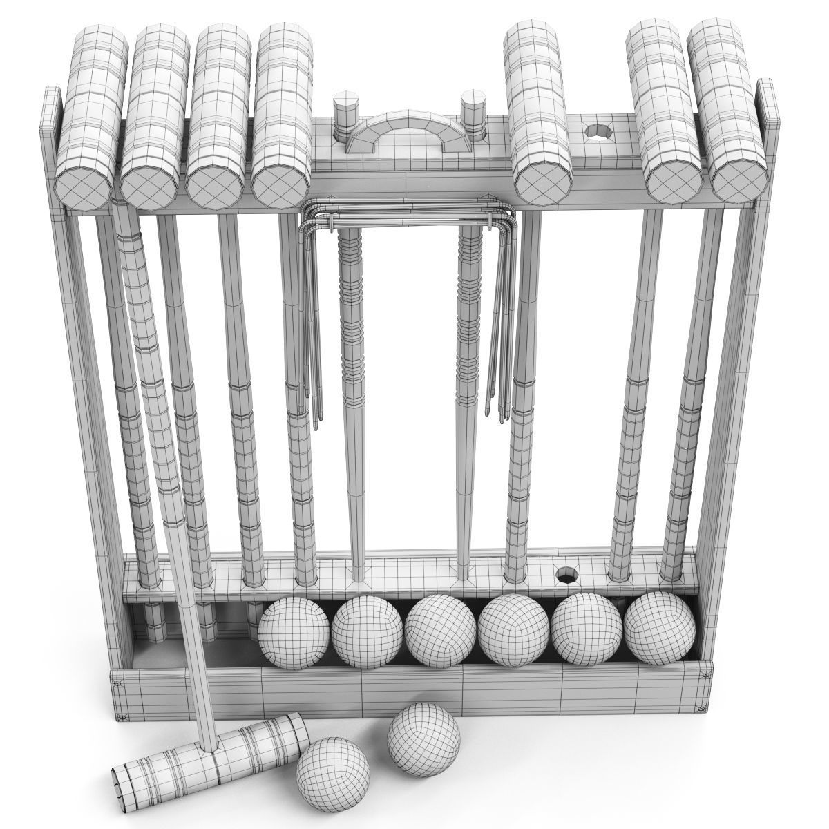 Croquet set 3D model_8