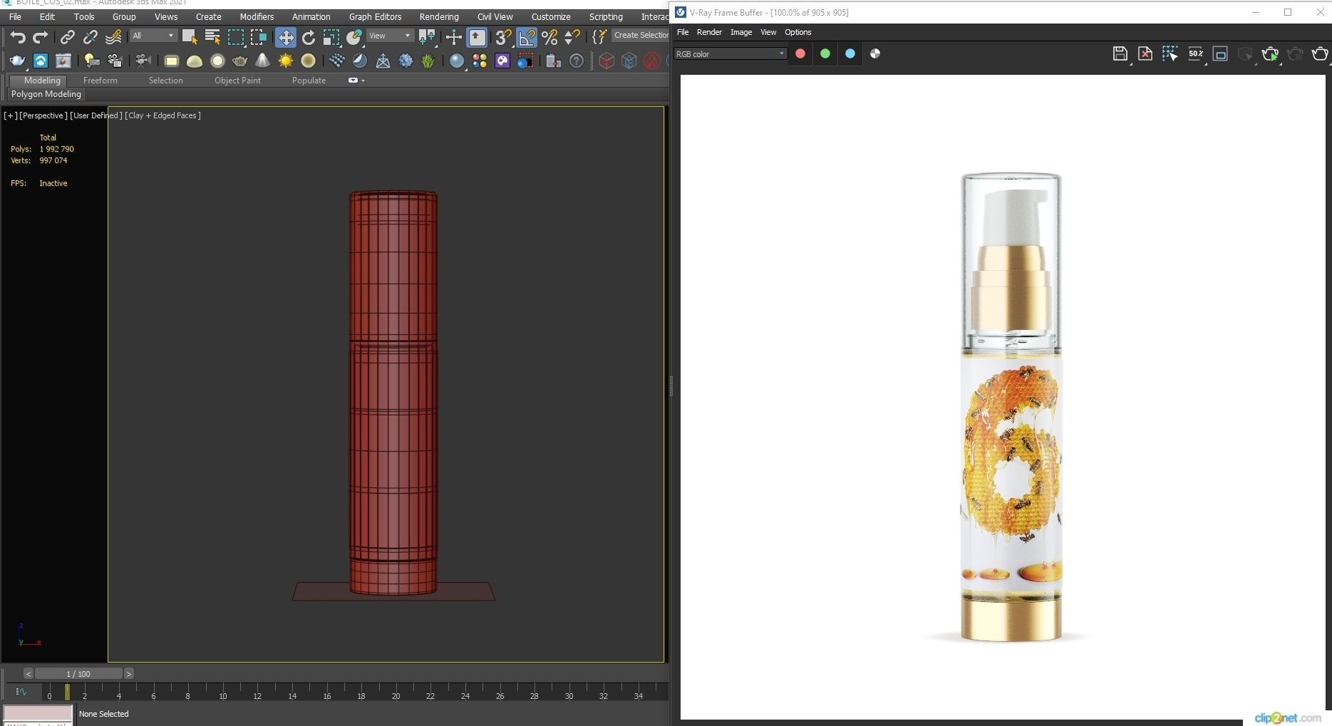 Cosmetic bottle with pump 3D model_11