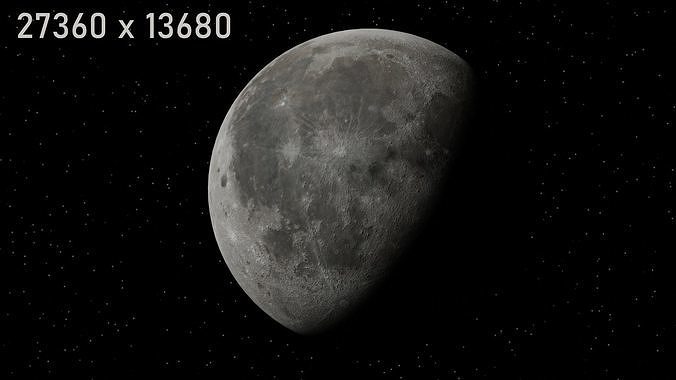 Moon textured 3D model in 4 resolutions  Low-poly 3D model