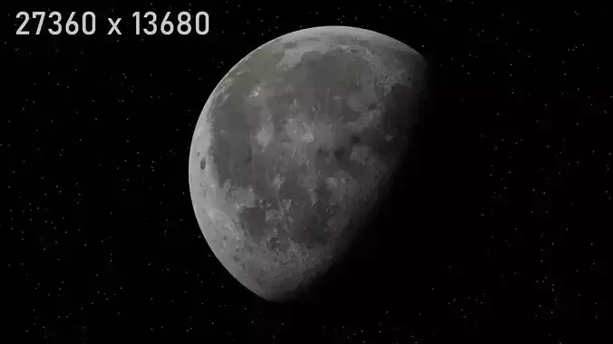 Moon textured 3D model in 4 resolutions  Low-poly 3D model