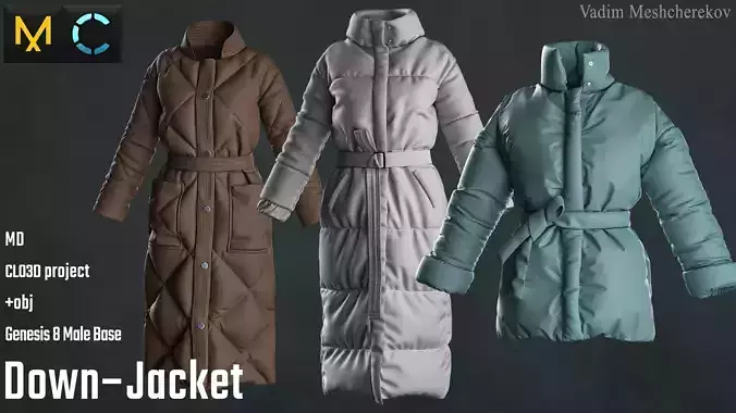 Down-Jackets puffer jacket with belt