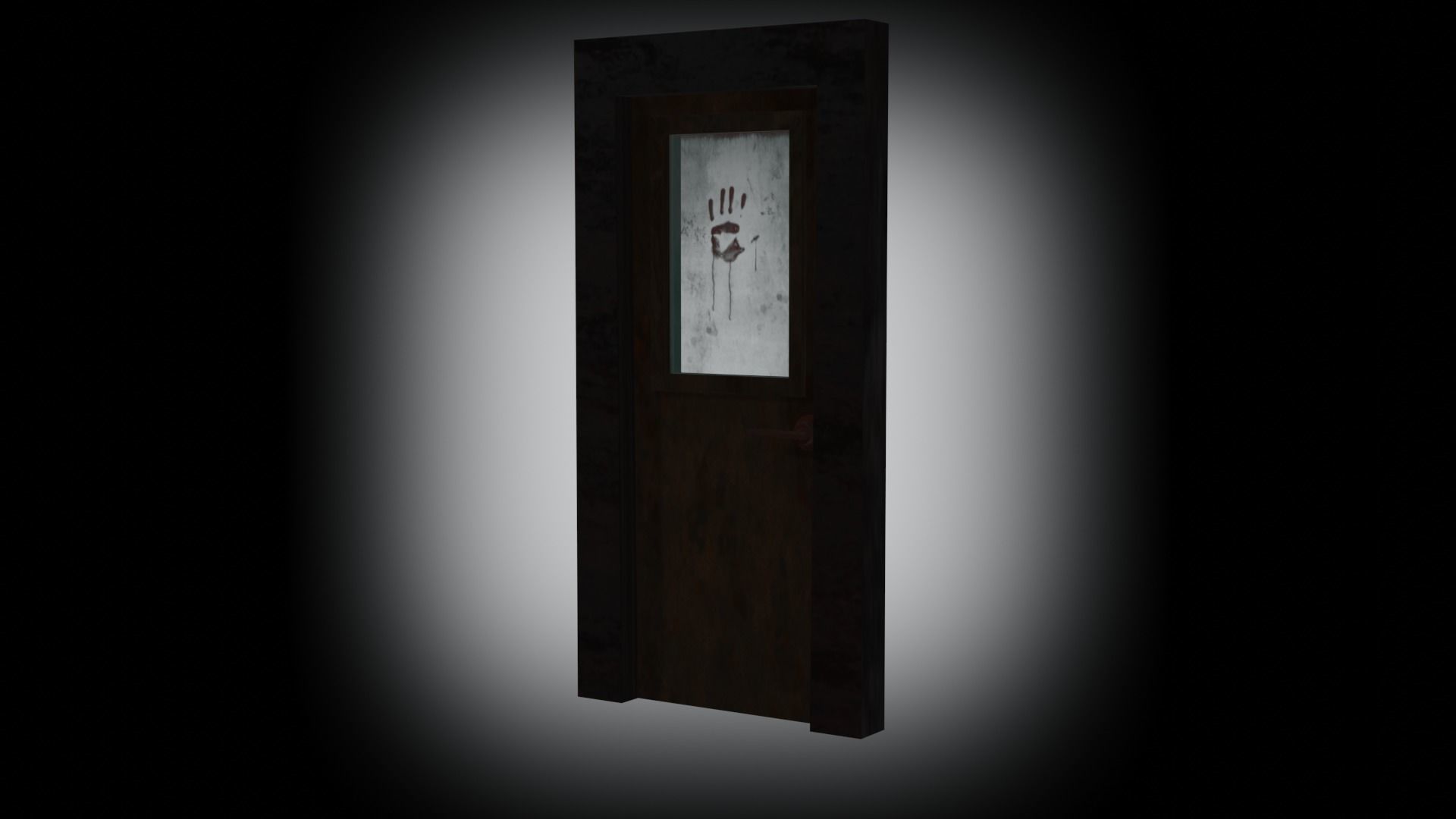 horror door Low-poly 3D model_3