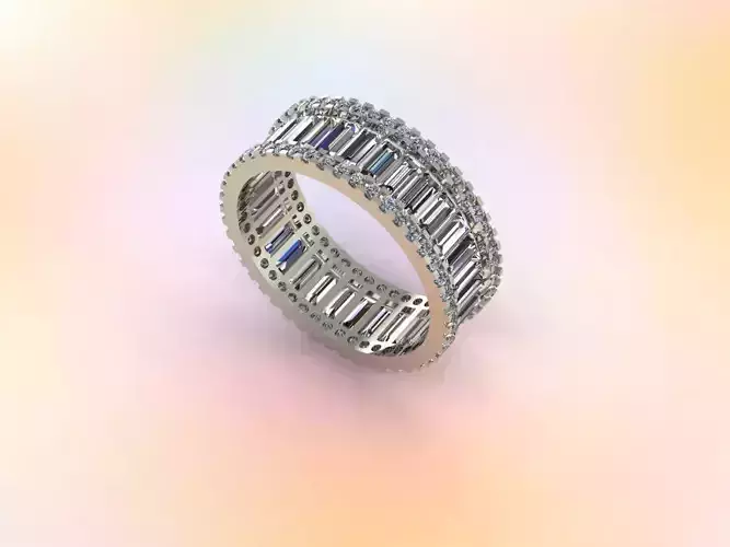 rings gold band with baguette diamonds