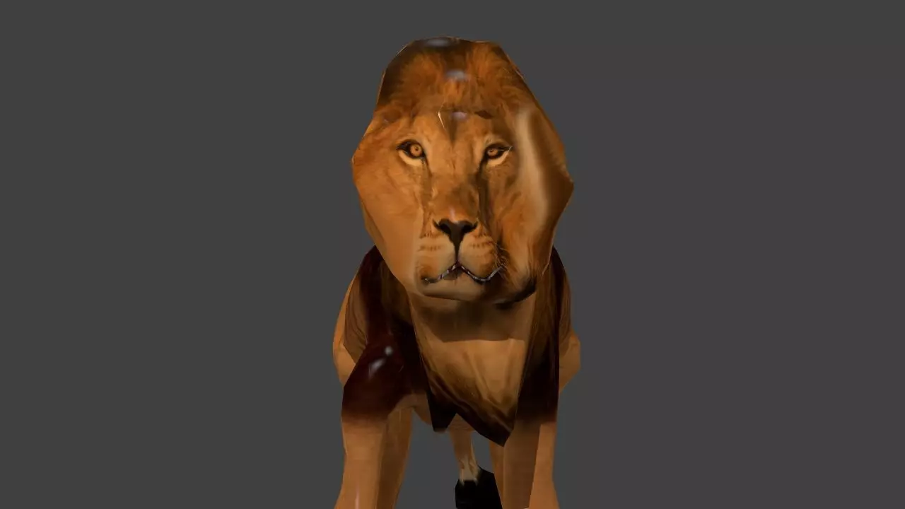 Lion 3d running Low-poly 3D model