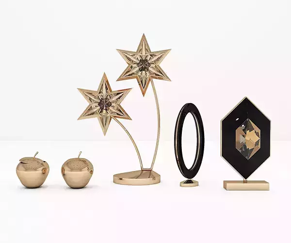 Accessory set of gold ornaments 3D model