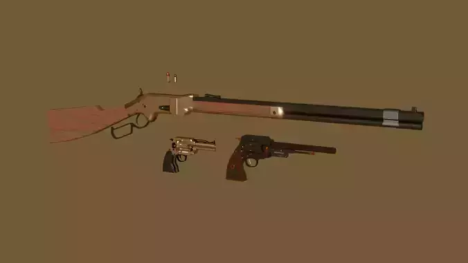 weapon revolver winchester Low-poly 3D model