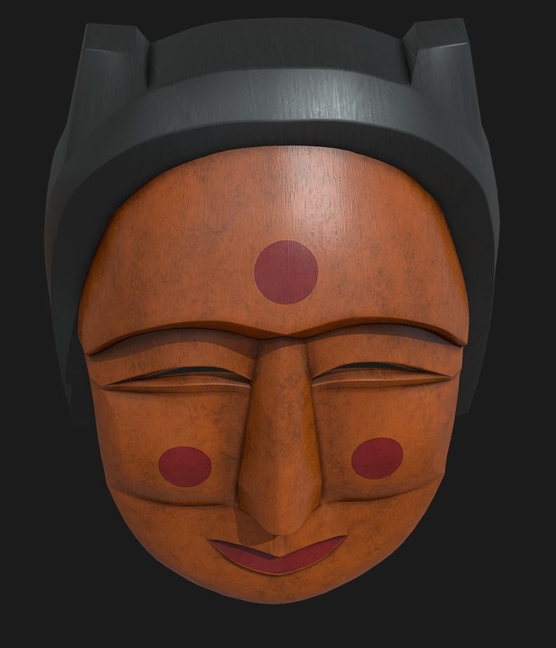 Gaksital - Korean Traditional Mask Low-poly 3D model_6