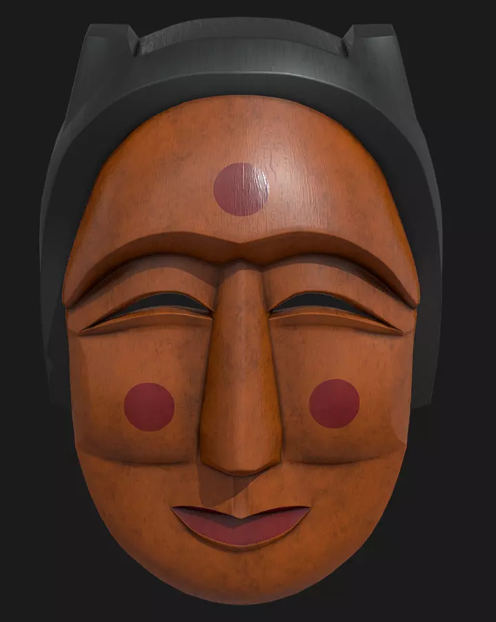 Gaksital - Korean Traditional Mask Low-poly 3D model_0